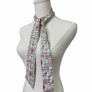 Howdy Western Gingham Print Twilly - Light Blue with Red and White Patterns, Ideal for Stylish Outfits, Perfect for Shirts and Top