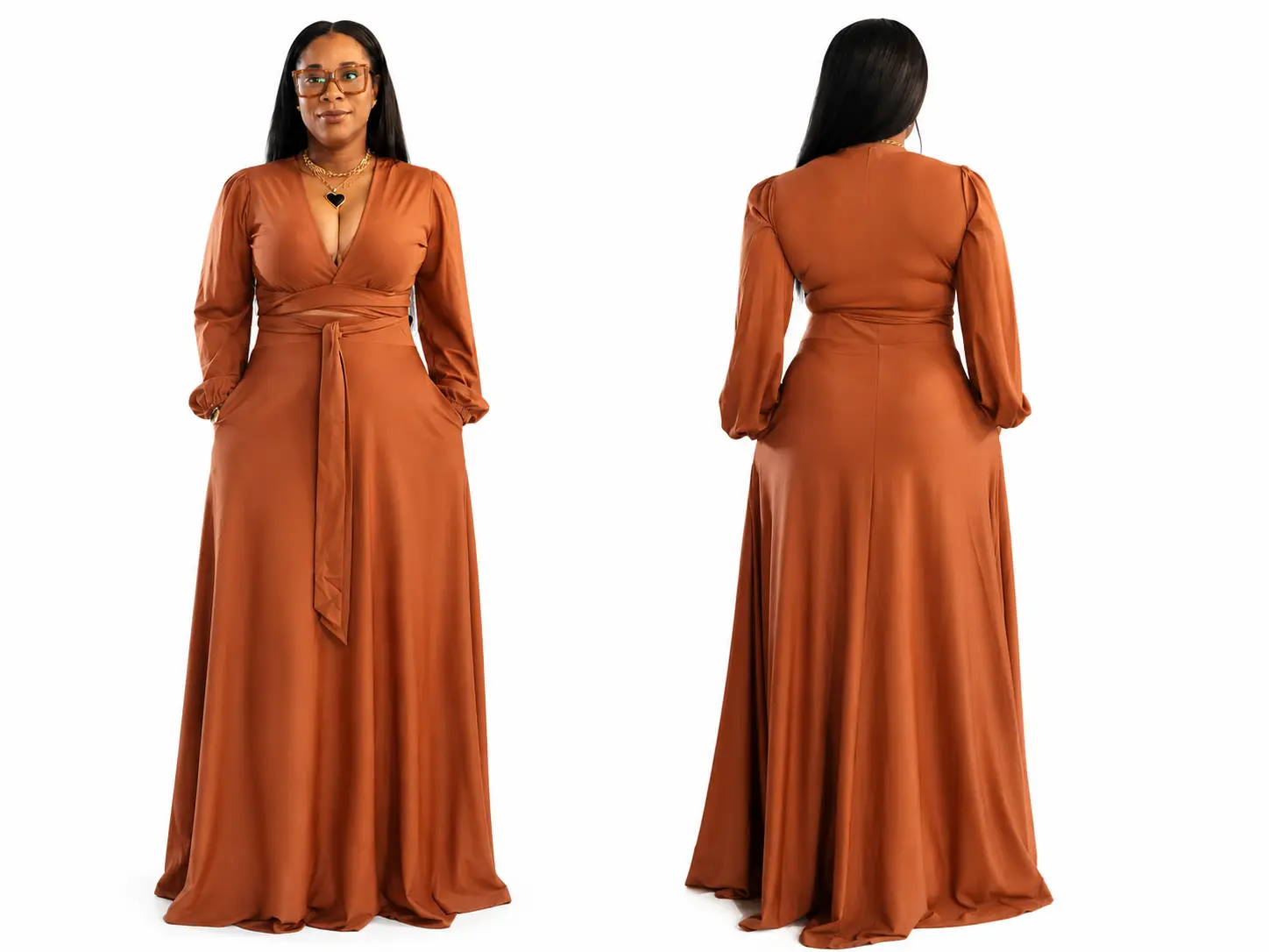 Cinnamon Elegance Wrap Maxi 2 piece set