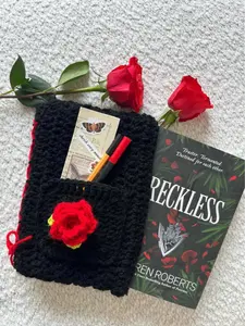 Handmade Crochet Book Sleeve – Dark Romance Custom Cover for Book Lovers