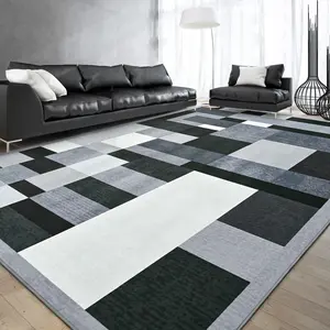Machine Washable Non-Slip Soft Rug, Black & White Geometric Abstract Minimalist Carpet | 5x8/6x9 ft for Bedroom Living Room Home Decor & Gift Giving