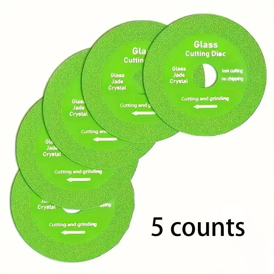 100mm X 20mm Diamond Glass Cutting Disc 5 Counts Sharp Cutting Disc Durable Brazed Construction Cutting Disc for Tile Glass Marble Jade Crystal