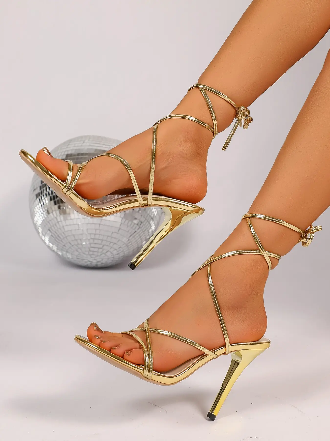 Women's Stiletto Heels PU Leather Pointed Toe Party Shoes Elegant Sandals Elegant Design Perfect for All Occasions Footwear