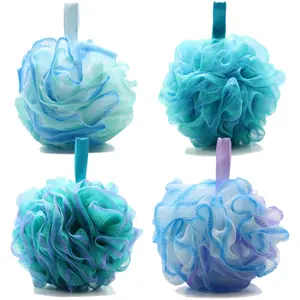 Large lotus-shaped green-purple sponges for exfoliating bath, 75 grams each, suitable for smooth skin and effective body exfoliation, ideal for spa and shower use.