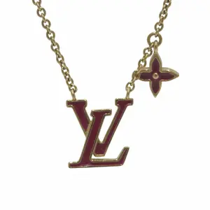 Pre-owned Louis Vuitton Brass Small Leather Goods Iconic Logo Necklace