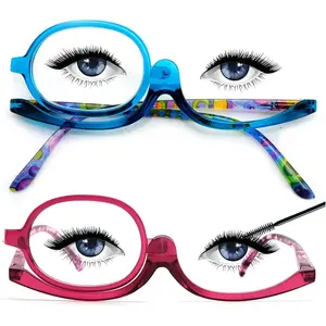 2 Pairs Eye Make Up Reading Glasses Womens Magnifying Cosmetic Readers Rotating Makeup Glasses for Women