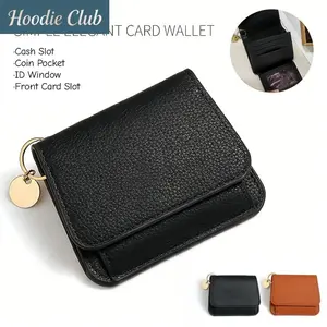 Women Elegant Minimalist Slim Short Wallet RFID Blocking Mini Bifold Purse Card Holder with ID Window Coin Pocket Compact Lightweight All Match Wallet Fashion Zipper Wallet for Women Daily Use Travel Gift Idea Small Leather Wallet