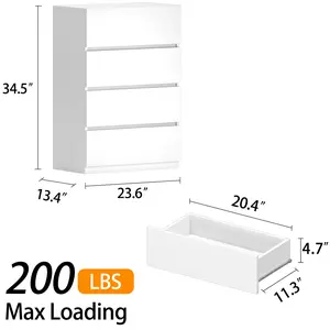 4 Drawer Dresser for Bedroom, White Small Wooden Dresser, Modern Closet Drawers Storage Cabinet for Entryway, Small Chest of Drawers for Living Room, Hallway, Office, 23.6''W