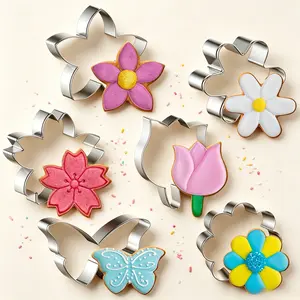 6PCS Flower Cookie Cutter Set, 3 Inch Stainless Steel Flower Shaped Cutters – Daisy, Tulip, Butterfly & 3 Flower Designs, Baking Supplies for Homemade Cookies, Birthday Party, DIY Crafts, Viral TikTok Kitchen Essential