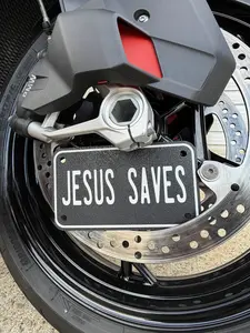 JESUS SAVES Motorcycle License Plate - Durable 7x4 Inch Faith Statement for Motorcycles - Easy Install & Weather Resistant