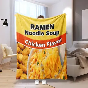 Food Print Flannel Blanket,1/2 Counts Multifunctional Soft & Warm Bed Blanket, All Season Blanket, Breathable Comfortable Blanket, Comfy Bedding for Halloween Decor, Throw Blanket for Bedroom, Living Room, Sofa, Couch gift teens