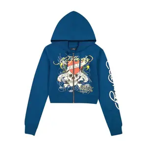 Ed Hardy lks skull zip front hoodie