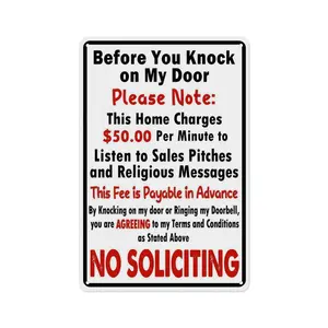 1pc  8*12 in Humorous Home Wall Art| "Before You Knock On My Door" No Soliciting Funny Metal Sign for Front Doors & Porches