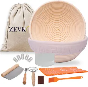 Generic Proofing Baskets Sourdough Starter Set of 11-2 Round 9 Inches Bread Basket, Supplies and Tools for Bread Baking Starter Kit Perfect for Gift (Two Round Basket Pack)