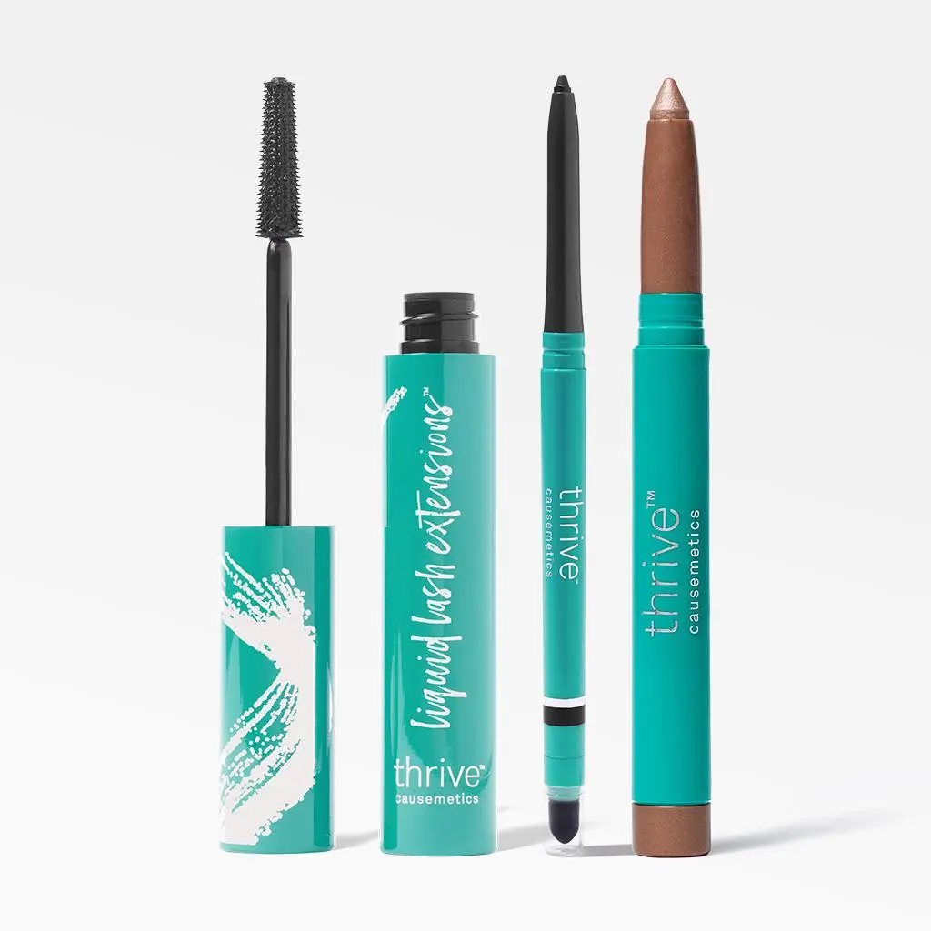 Thrive Causemetics 3-Step Signature Eye Makeup Set | Longer Lashes, Brighter Eyes & Defined Look in Minutes – Mascara, Waterproof Eyeliner & Eye Brightener Full Bundle Thrive Causemetics 3-Step Signature Eye Makeup Set | Longer Lashes, Brighter Eyes & Defined Look in Minutes – Mascara, Waterproof Eyeliner & Eye Brightener Full Bundle