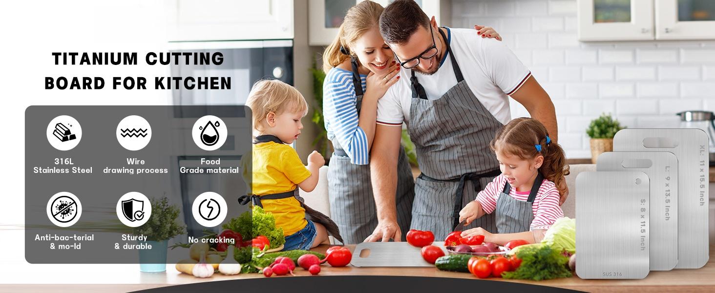 Stainless steel cutting board, upgraded kitchen hygiene non-toxic cutting board for meat/vegetable double-sided cutting board in 2026, 316 metal dishwasher safe kitchen gift (small, medium, large, choose to purchase)