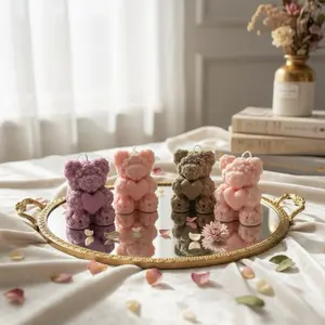 Little Teddy Bear with Heart/Candle Teddy Bear/Little Gift/Cute Present/Organic & Handmade/Beeswax Candle/Scented Candle