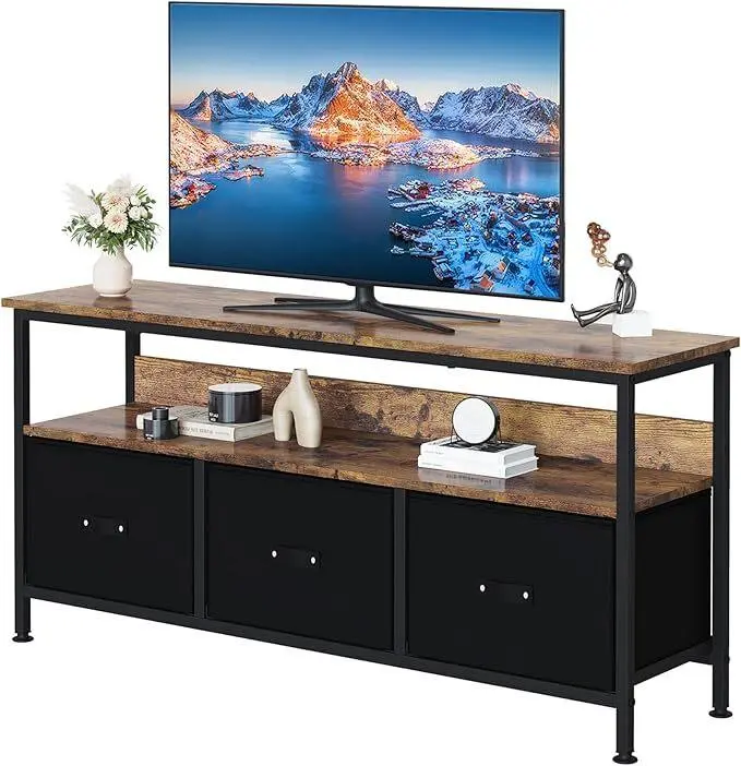 TV cabinet with 3 drawers 1 compartment lowboard sideboard TV cabinet TV table TV furniture table board HiFi cabinet oak look 120x30x57cm