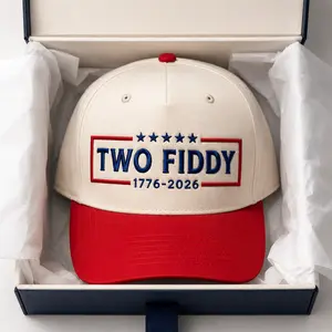 Two Fiddy 1776 2026 Hat, America 250 Patriotic Otto Cap , Red White Blue Embroidered Snapback, July 4th Gift
