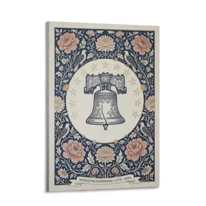 USA 250th Anniversary Print, Liberty Bell Floral Art, 4th of July Poster, 250 Years of America Patriotic Wall Art, Vintage Americana Decor