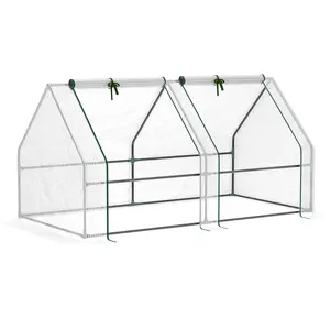 Portable Mini Greenhouse, Outdoor Garden with Large Zipper Doors and Water/UV PE Cover, 6' x 3' x 3', White