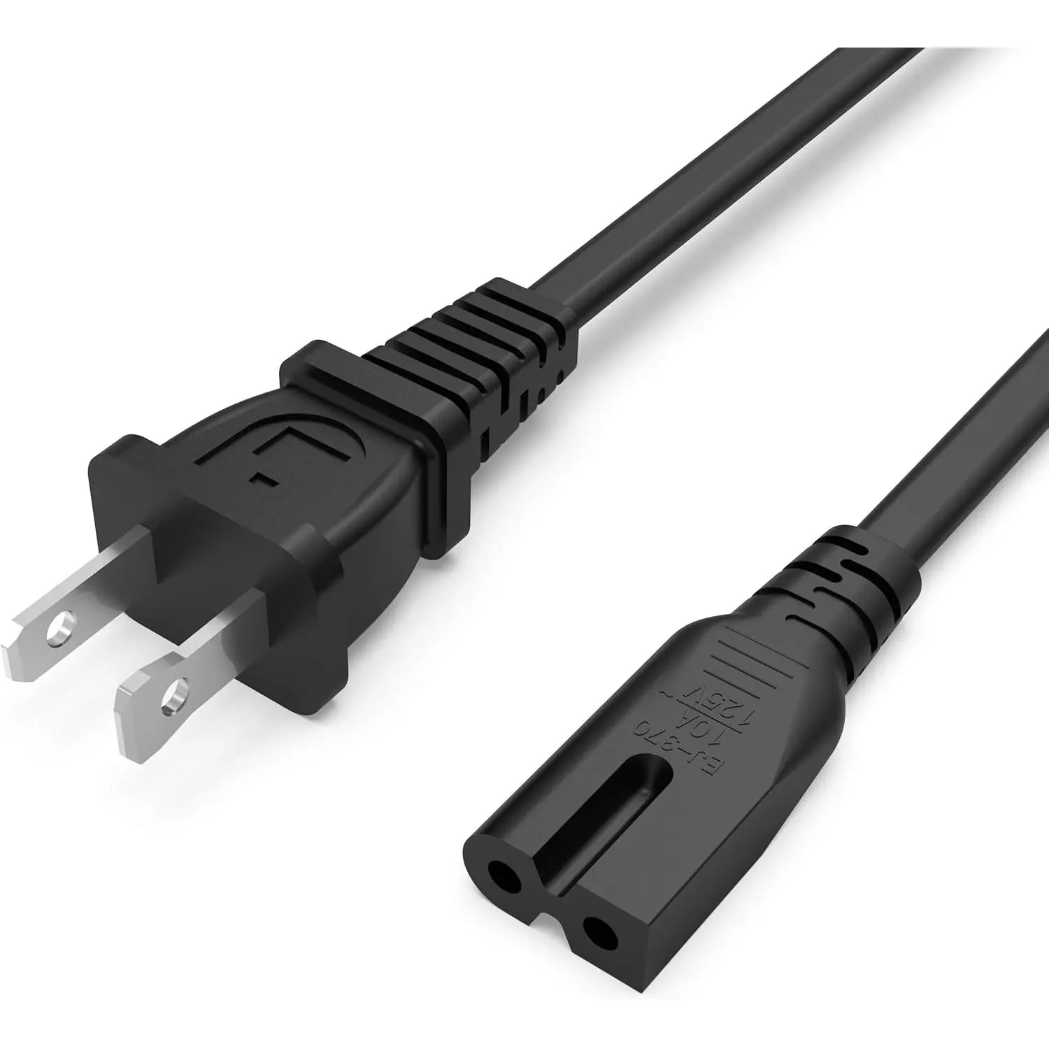 2 Prong AC Power Cord Cable6ft Fit for Sony PS1 PS2 PlayStation 1 2, Vizio D/E/M/V/P Series HDTV, Sound Bar, Philips Sanyo Emerson TV, Bose Music System Speaker Replacement - (ETL Listed Cable)