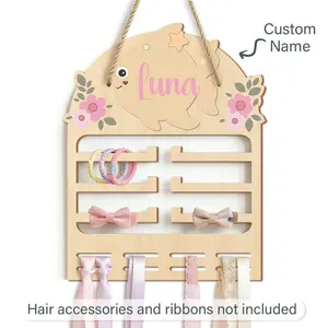 Boho Wall-Mounted Hair Accessory Organizer, Multi-Functional Storage Rack for Hair Clips, Bands, and Bows, Stylish Home Decor Item