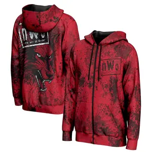 NWO Wolfpac Red Full Zip Hoodie, Retro Wrestling Jacket, Classic Faction Streetwear, Vintage WCW Collector Gear, Wolfpac 4 Life Fan Apparel Outfit