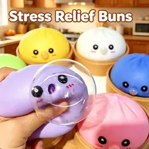 Bubble Stress Dumplings, Dumpling Squishy, Mega Rainbow Dumplings, Cute Anxiety Relief Fidget Toy, with Steamer Box,Soft Squeeze Decompression Dough for Adults