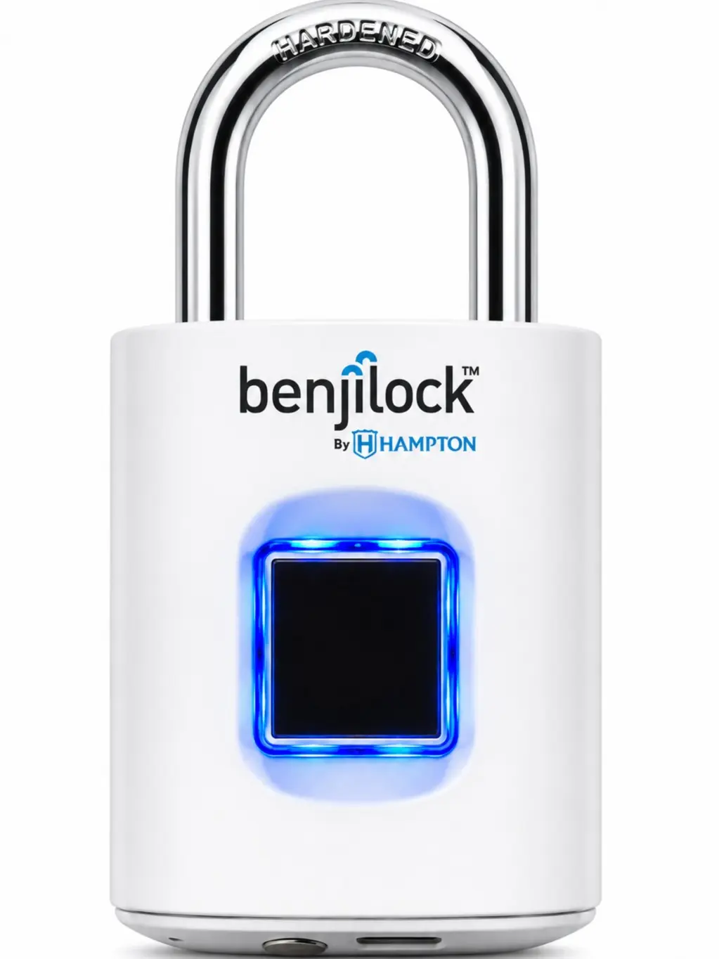 BenjiLock by Hampton Fingerprint Padlock with Key Smart Biometric Lock White