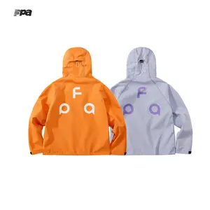 FPA Water Repellent Hassel Color Block Windbreaker Jacket Unisex For Men & Women, Windproof Hiking Shell Coat For Outdoor Sports Casual Couple Outerwear Loose Fit Functional Streetwear