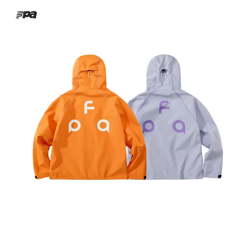 FPA Water Repellent Hassel Color Block Windbreaker Jacket Unisex For Men & Women, Windproof Hiking Shell Coat For Outdoor Sports Casual Couple Outerwear Loose Fit Functional Streetwear