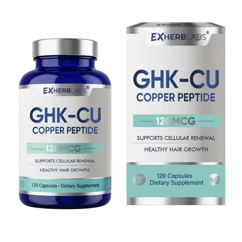 GHK-Cu Copper Peptide Edible Dietary Mineral Supplements, 120mcg Daily Dose Haircare Supplement - 120 Prop 65 Safe Capsules, 2-Month Supply for All Ages, Cellular Renewal & Skin Care Support