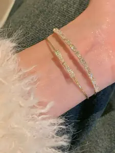 Exquisite Zirconia Bow Bangle, Versatile Stackable Bracelet, Unique Design Gemstone Jewelry, Gift for Girlfriend