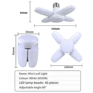 E27 Fan Shape Foldable 40LEDs Bulb AC220V/110V Deformation for Home Ceiling Lights Warehouse and Garage White Light 6500K Bulb