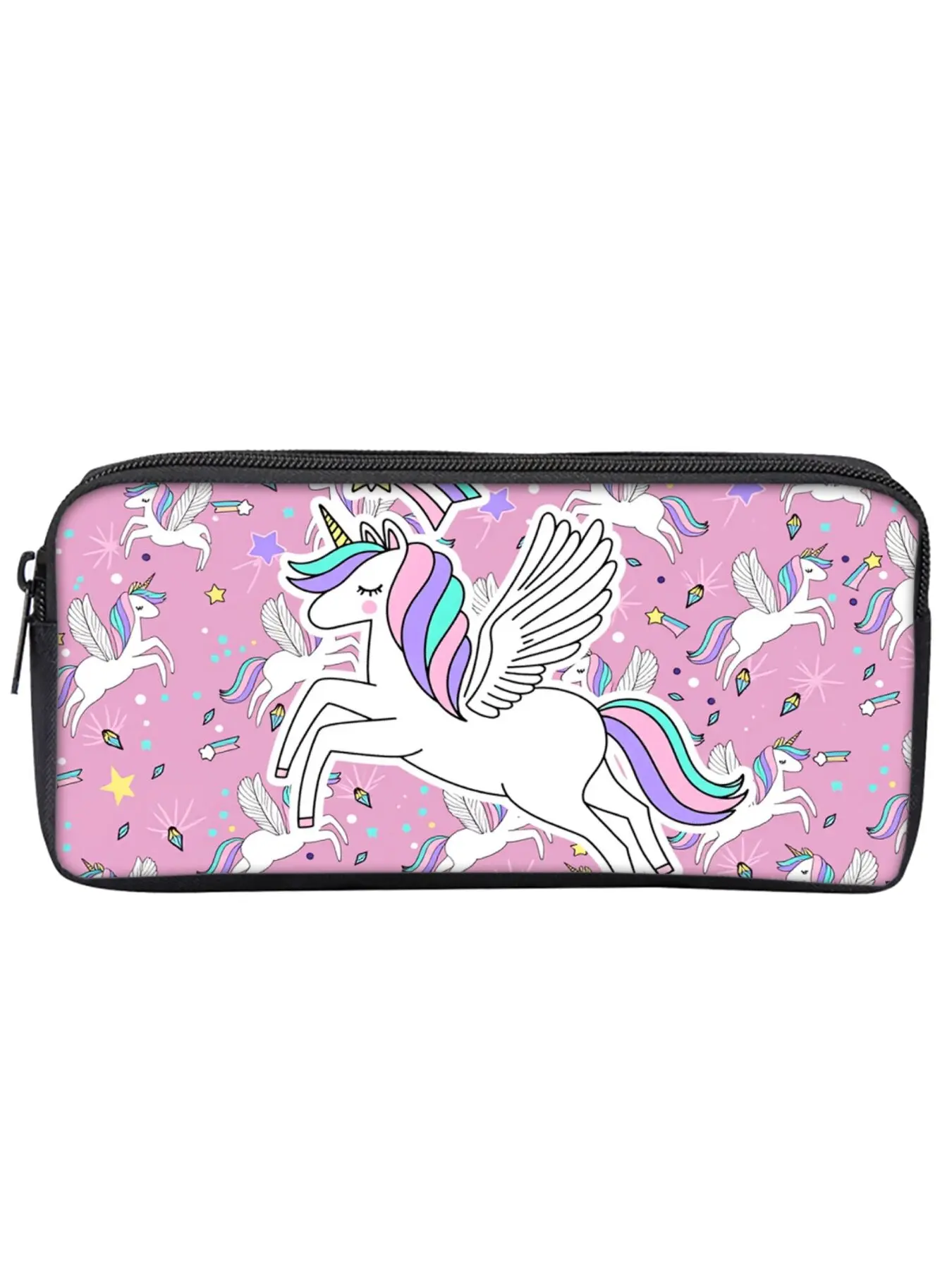 Single-layer pencil case with unicorn and pony print