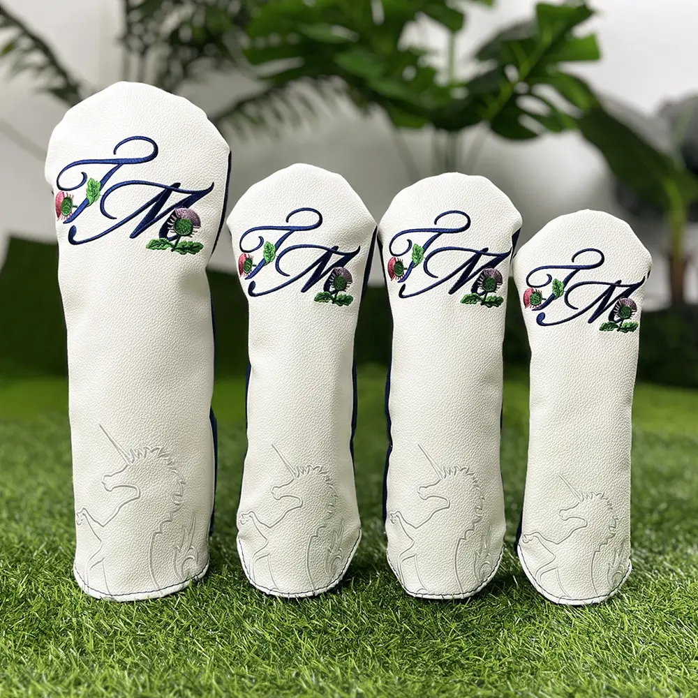 Golf Club Head Cover, Essential Golf Accessory, Golf Equipment, Minimalist Floral Embroidery Design, Durable Waterproof Fabric, Optimal Protection for Clubs