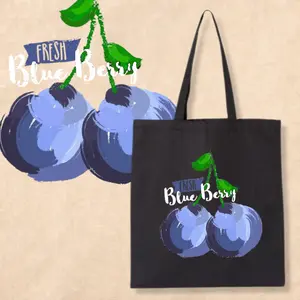 Blueberry Tote Bag, Fruit Aesthetic Canvas Tote, Cute Summer Bag, Fresh Berry Graphic Tote, Gift for Her