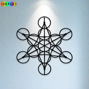 1pc Metatron's Cube Metal Wall Art, Intricate Metatron's Cube Statue Mural, Ideal Gift for New Year, Christmas, Sacred Geometry Enthusiasts, , Perfect for Living Room Wall & Garden Fence, Mystical Spiritual Home Decor