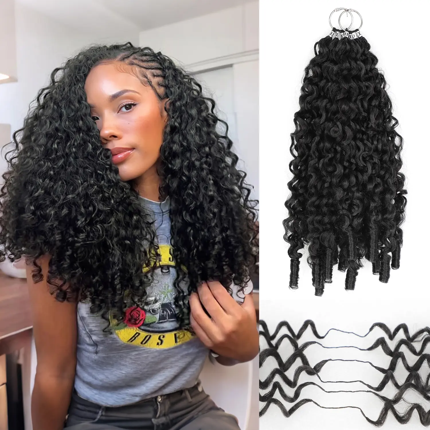N NAYASA Burmese Curly Crochet Hair With Spiral Ends Twists Pre-Separated Lightweight Full & Soft Synthetic Hair for Black Woman 16 Inches 160g Heat Resistance Fiber Hair Extentions