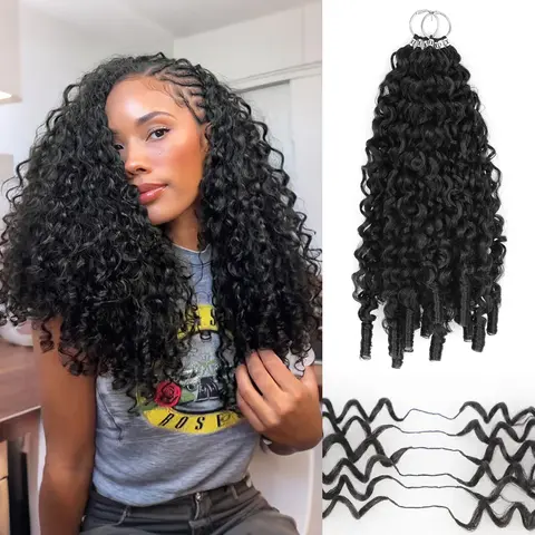 N NAYASA Burmese Curly Crochet Hair Extensions for Black Women - 16in 160g Heat Resistant Synthetic Fiber, Spiral End Twists, Pre-Separated, Lightweight, Full, Soft, Long Afro Curly Style, Dressy, Fashionable & Popular