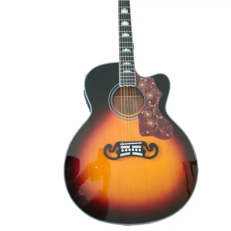 43-Inch 6-String Acoustic Guitar (Model O), High-Quality SJ-200 with Rosewood Fingerboard, Mahogany Neck, Ebony Accents, 301 Fishman System