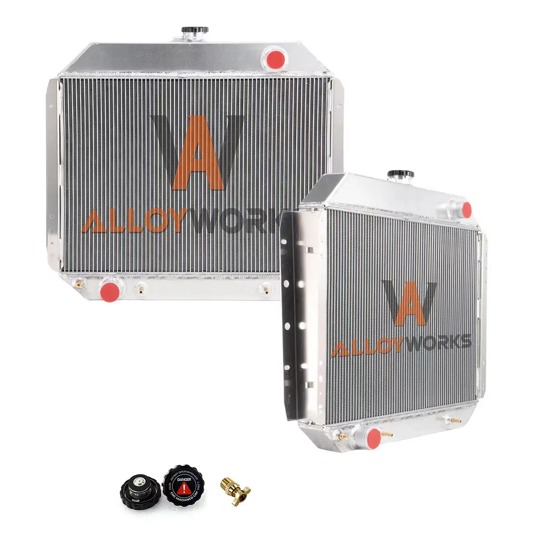 Alloyworks 4 Rows Aluminum Radiator for1966-1979 Ford F-100 F-150 F-250 F-350 302ci, 351ci, 400ci V8 26"Height X 29 1/2" Width