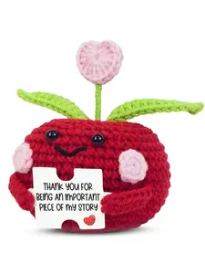 Valentines Day Gifts for Teachers - Mini Positive Apple Crochet with Card - Appreciation Thank You Birthday Graduation End of Year School Valentine Gifts for Teacher Students Women