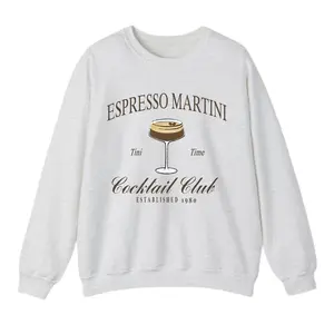 Tini Time Sweatshirt, Espresso Martini Shirt, Retro Cocktail and Social Club Hoodie for women Menswear Underwear Classic Crewneck Unisex Sweaters