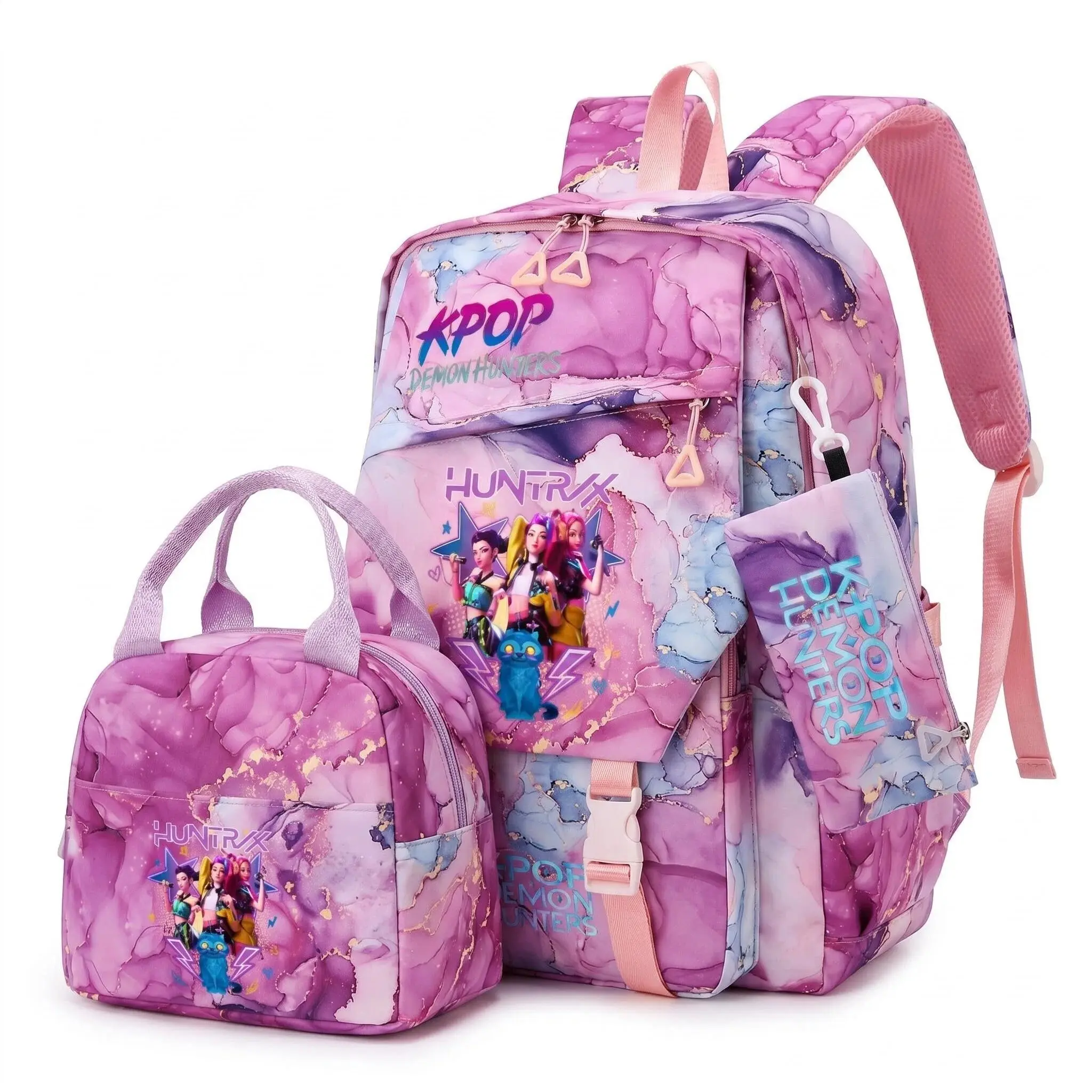 2026 New K-pop 3Pcs Backpack Set for Teen Girls Laptop Bag Anime School Bag with Lunch Box & Pencil Case Back to School Gift