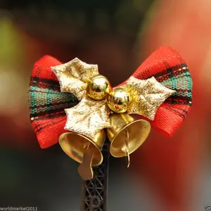 Red Christmas Bow Christmas Decorations Mini Bow Bell Wreath DIY Christmas Tree Accessories