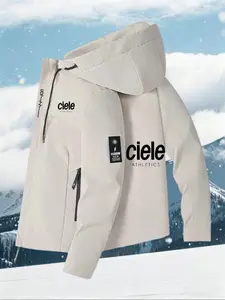 Ciele Athletics Men's Outdoor Windproof Hooded Jacket, Fall Winter Casual Sport Coat, Slim-Fitting Random Print Flying Jacket