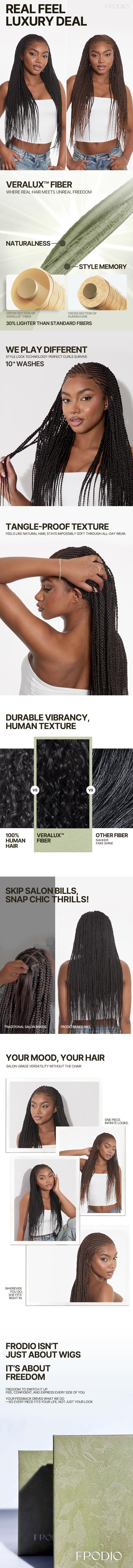 [New Arrival] Frodio Veralux™ Fiber 13×5 Lace Front Glueless Braided Wig – Two-Strand Twist Braids Style, Beginner Friendly