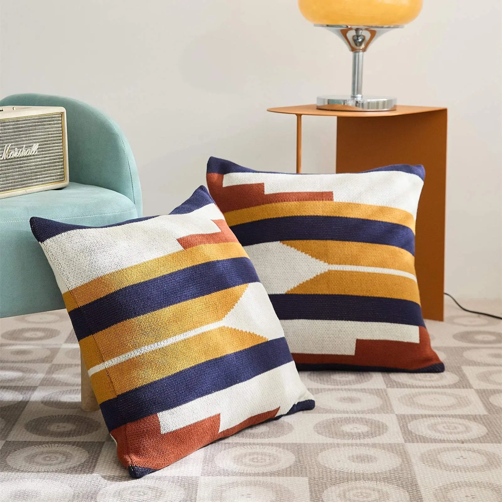 Cotton Geometric Knitting Couch Pillow Cushion Cover
