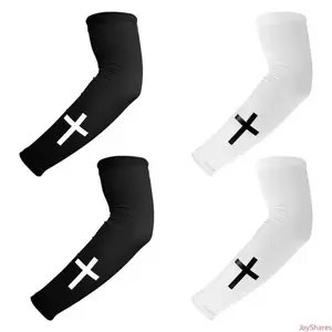 Cross Pattern Compression Arm Sleeves, Polyester Cooling Fabric, Stretch Moisture Wicking Fit, Suitable For Football Basketball Baseball Running Cycling And Outdoor Training